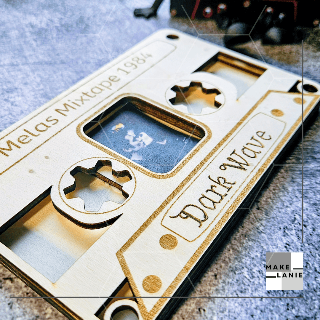 Retro-Kassetten Magnet-Bilderrahmen aus Holz